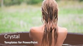  Presentation with tub - Amazing presentation having woman-sitting-on-tub-outdoor backdrop and a tawny brown colored foreground