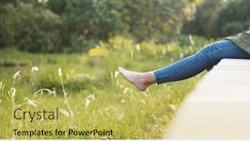  Presentation with path sunlight - Amazing slides having woman sitting on wooden path under sunlight backdrop and a yellow colored foreground
