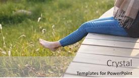  Presentation with path sunlight - Slides having woman sitting on wooden path under sunlight background and a light gray colored foreground