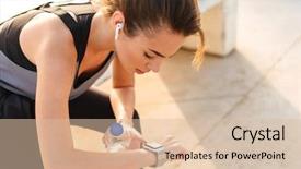  Presentation with listening woman - Slide set consisting of woman sitting outdoors listening music background and a lemonade colored foreground