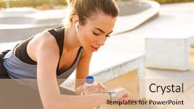  Presentation with listening woman - Beautiful slide deck featuring woman sitting outdoors listening music backdrop and a lemonade colored foreground