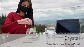  Presentation with medical infection - Audience pleasing presentation design consisting of woman-sitting-separated-in-restaurant backdrop and a light gray colored foreground