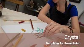  Presentation with sketching - Theme enhanced with woman sketching in drawing book background and a  colored foreground