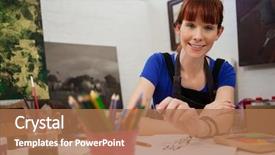  Presentation with sketching - Colorful slide deck enhanced with woman sketching in drawing book backdrop and a  colored foreground