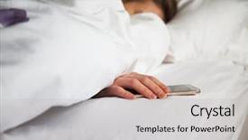  Presentation with sleeping - PPT theme featuring woman sleeping in bed being background and a light gray colored foreground