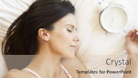  Presentation with alarm - Colorful presentation design enhanced with woman-sleeping-in-bed backdrop and a lemonade colored foreground