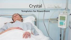  Presentation with hospital bed - Audience pleasing PPT theme consisting of woman sleeping on a medical backdrop and a  colored foreground