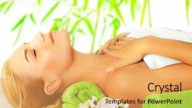  Presentation with bamboo flower - PPT layouts having woman sleeping on massage table background and a yellow colored foreground