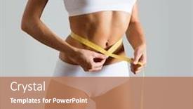  Presentation with slim body - Slide deck having woman slim body with yellow measure background and a coral colored foreground