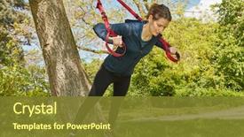  Presentation with suspension - Beautiful PPT theme featuring woman sling training or suspension backdrop and a tawny brown colored foreground