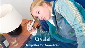  Presentation with looking glass - Beautiful slides featuring woman-slouched-on-a-couch backdrop and a ocean colored foreground