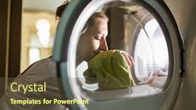  Presentation with laundry - Beautiful slides featuring woman-smells-of-clean-laundry backdrop and a tawny brown colored foreground