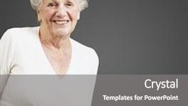  Presentation with black senior citizen - PPT layouts featuring woman smiling against a black background and a gray colored foreground