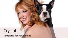  Presentation with woman colored parachute - Slide set featuring woman smiling with boston terrier background and a  colored foreground