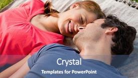  Presentation with quilt - Cool new presentation with woman smiling with her eyes closed while lying with her friend on a grey quilt backdrop and a ocean colored foreground