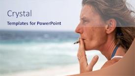  Presentation with joint - Presentation theme consisting of woman-smoking-a-joint background and a sky blue colored foreground