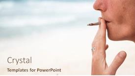  Presentation with joint - Presentation theme having woman-smoking-a-joint background and a cream colored foreground