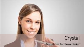  Presentation with electronic switch - Presentation theme consisting of woman smoking an electronic cigarette background and a coral colored foreground