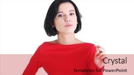  Presentation with electronic - Slide deck having woman smoking electronic cigarette ecigarette background and a crimson colored foreground