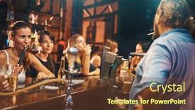  Presentation with hookah - Audience pleasing PPT theme consisting of woman-smoking-shisha-with-hookah backdrop and a tawny brown colored foreground