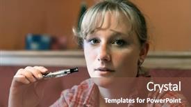  Presentation with chemistry electronic configuration - Cool new theme with woman smoking with electronic cigarette backdrop and a tawny brown colored foreground
