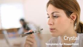 Presentation with cigarette - Beautiful theme featuring woman smoking with electronic cigarette backdrop and a coral colored foreground