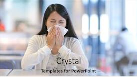  Presentation with sneezing - Amazing PPT layouts having woman sneezing inside shopping mall backdrop and a  colored foreground