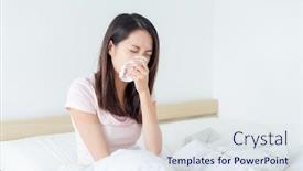  Presentation with sneezing - PPT theme enhanced with snorted - woman sneezing on bed background and a sky blue colored foreground