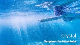  Presentation with tropical holiday - Beautiful presentation theme featuring woman-snorkeling-in-clear-tropical backdrop and a teal colored foreground