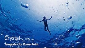  Presentation with sea - PPT theme consisting of woman-snorkeling-in-the-sea background and a ocean colored foreground