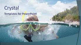  Presentation with underwater - Theme featuring woman snorkeling in tropical sea background and a sky blue colored foreground