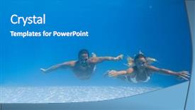  Presentation with water woman swimming underwater - Theme with woman snorkeling in tropical sea background and a gray colored foreground