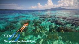  Presentation with sea coral - Amazing presentation having woman snorkeling over coral reef backdrop and a  colored foreground