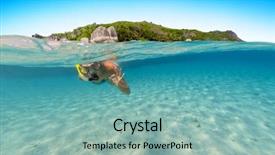  Presentation with flora fauna - Cool new PPT theme with woman snorkeling underwater fauna backdrop and a mint green colored foreground