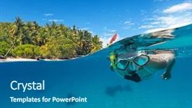  Presentation with under water life - Amazing theme having woman snorkeling underwater fauna backdrop and a ocean colored foreground