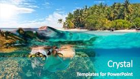 Presentation with under water life - Slides having woman snorkeling underwater fauna background and a teal colored foreground