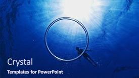 Presentation with bubble - Presentation theme having woman-snorkeling-with-the-ring background and a navy blue colored foreground