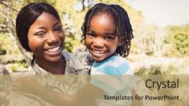  Presentation with foster family - Presentation with woman soldier - happy family posing together background and a coral colored foreground