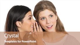  Presentation with speak up function - Colorful slides enhanced with woman speak into the ear backdrop and a coral colored foreground