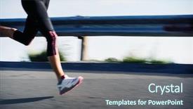  Presentation with motion - Presentation featuring woman speed sprint fitness training background and a ocean colored foreground
