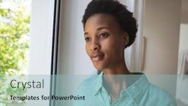  Presentation with epidemic - Presentation theme with woman-spending-time-at-home background and a light blue colored foreground