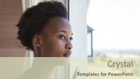  Presentation with epidemic - Presentation with woman-spending-time-at-home background and a soft green colored foreground