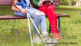  Presentation with broken leg - Beautiful PPT layouts featuring woman-spending-time backdrop and a yellow colored foreground