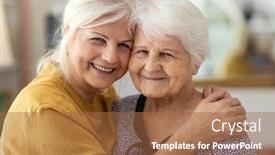 Presentation with elderly woman in nursing - Beautiful slide set featuring woman-spending-time backdrop and a red colored foreground