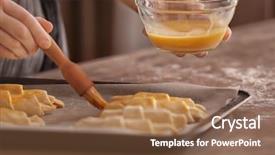  Presentation with egg - Audience pleasing presentation theme consisting of woman spreading egg yolk onto backdrop and a tawny brown colored foreground