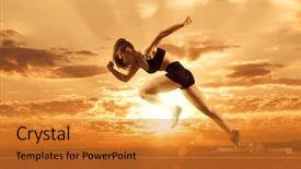  Presentation with colour blocking building blocks - Amazing presentation design having starting blocks on the athletic backdrop and a gold colored foreground