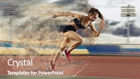  Presentation with colour blocking building blocks - PPT theme enhanced with woman sprinter leaving starting blocks background and a coral colored foreground