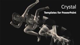  Presentation with blocks - Colorful PPT theme enhanced with woman-sprinter-leaving-starting-blocks backdrop and a black colored foreground