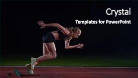  Presentation with blocks - Slide set consisting of woman sprinter leaving starting blocks background and a black colored foreground