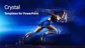  Presentation with leaving a job - PPT layouts having woman sprinter leaving starting exploding background and a navy blue colored foreground